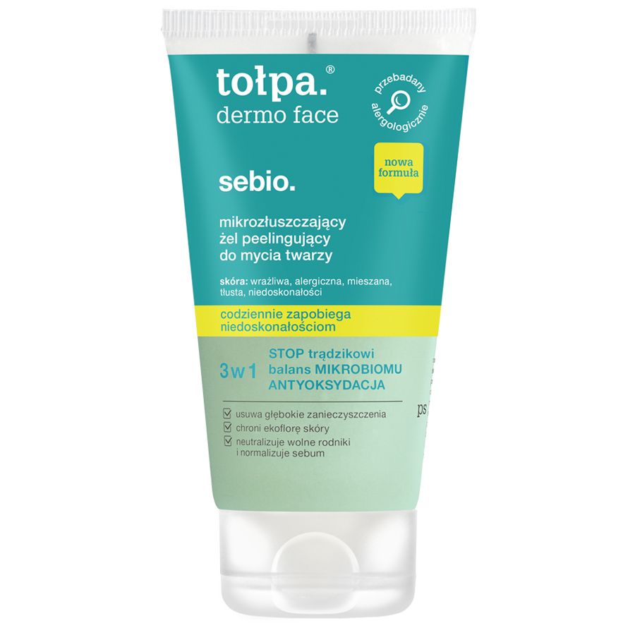 Гель-пилинг для умывания Tolpa Dermo Face Sebio, микроотшелушивающий