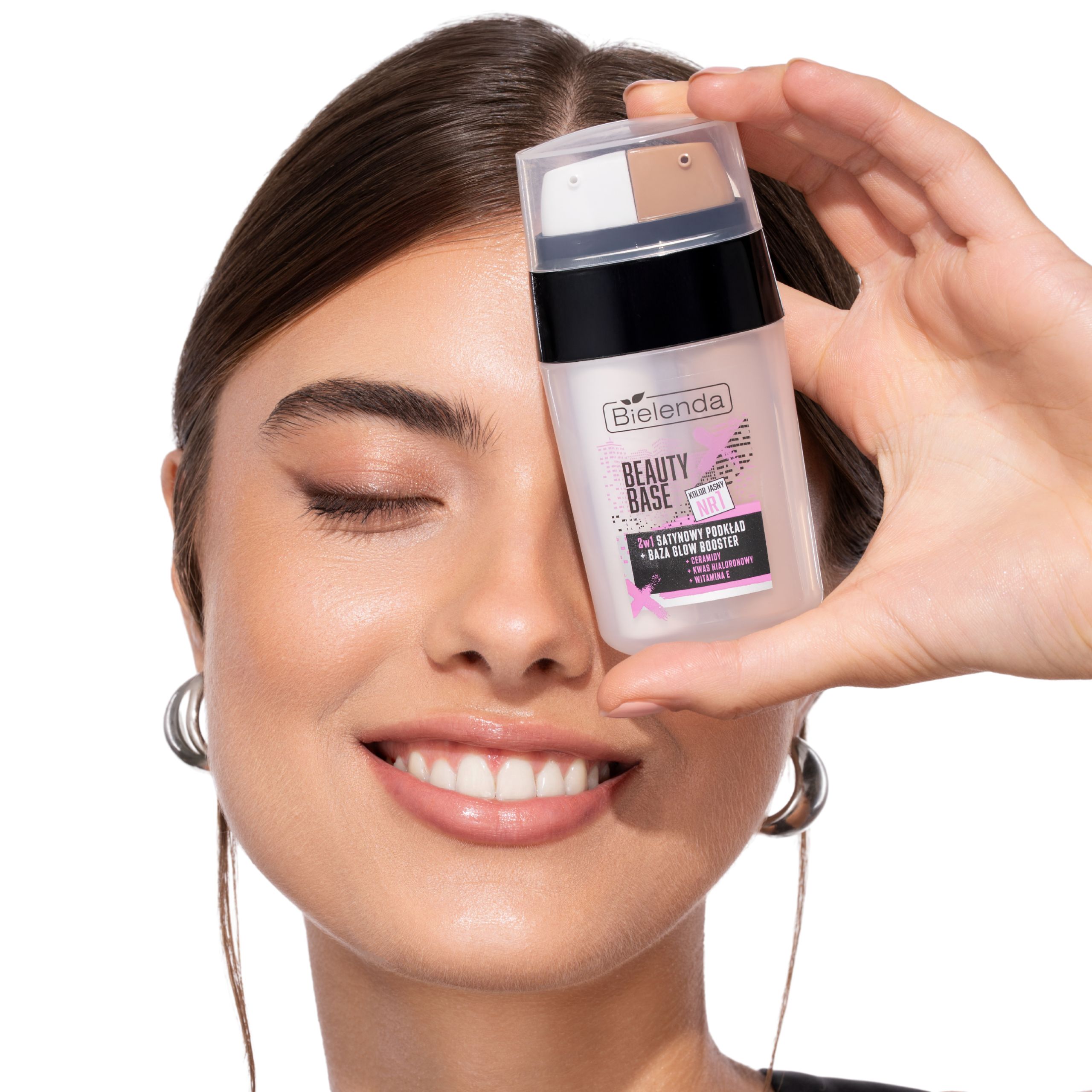 Тональная основа и база Bielenda Glow Booster 2 в 1 сатиновая, оттенок 1 светлый