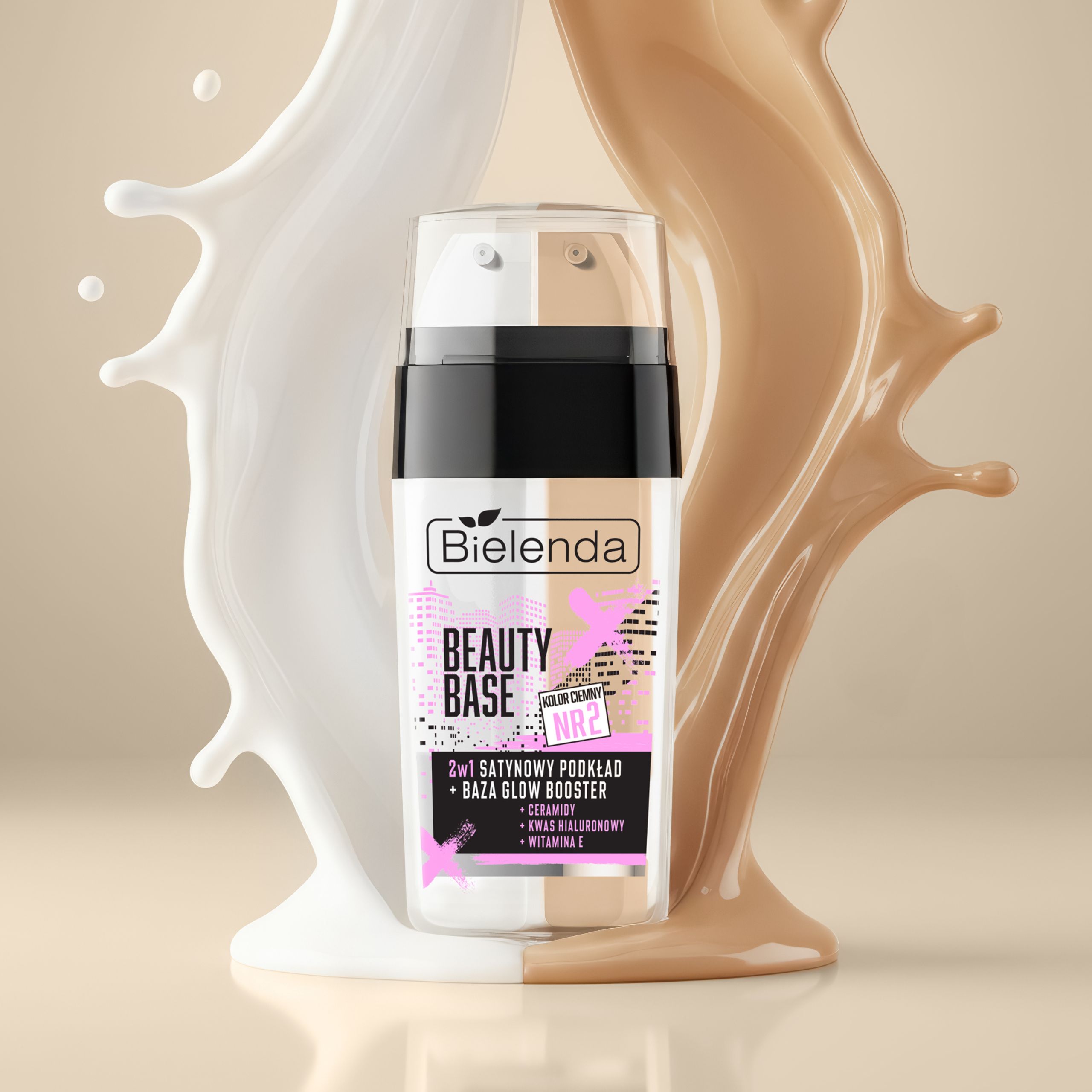 Тональная основа и база Bielenda Glow Booster 2 в 1 сатиновая, оттенок 2 тёмный — фото 4