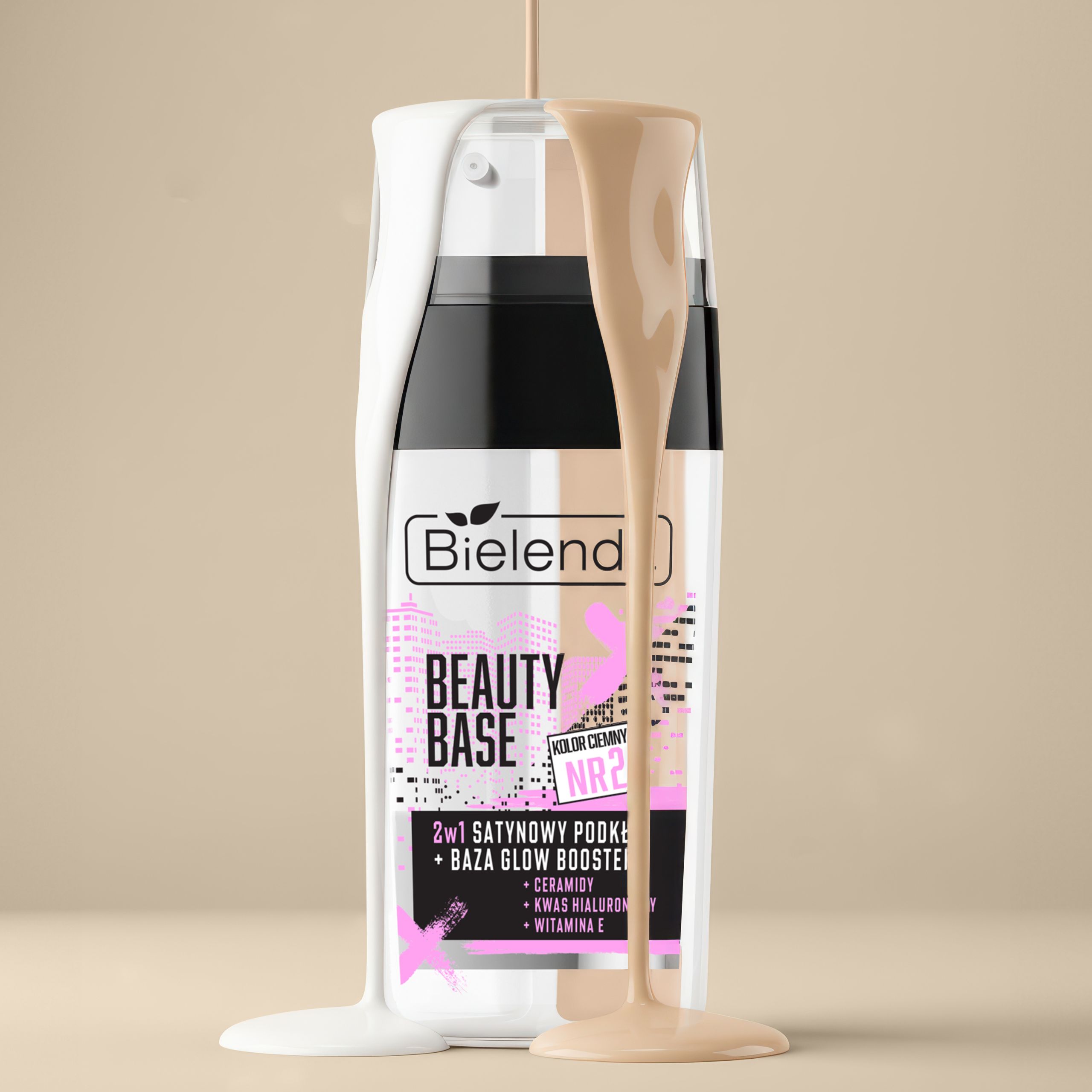 Тональная основа и база Bielenda Glow Booster 2 в 1 сатиновая, оттенок 2 тёмный — фото 5
