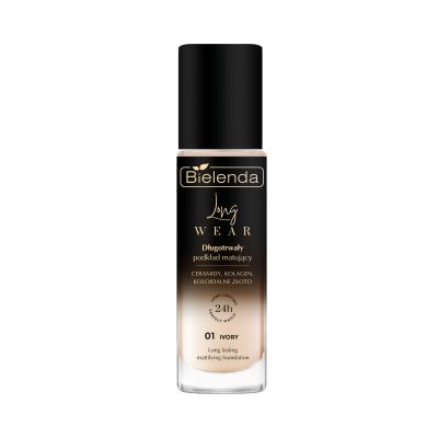 Długotrwały podkład matujący 01 Ivory ceramidy + kolagen + koloidalne złoto