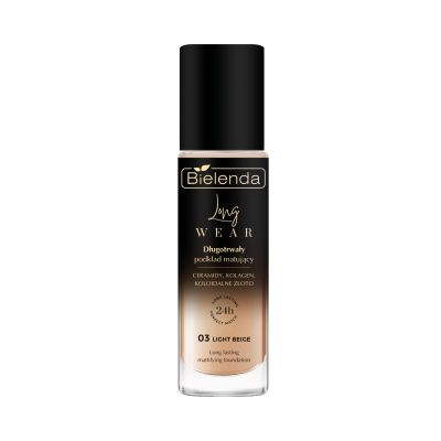 Długotrwały podkład matujący 03 Light Beige ceramidy + kolagen + koloidalne złoto