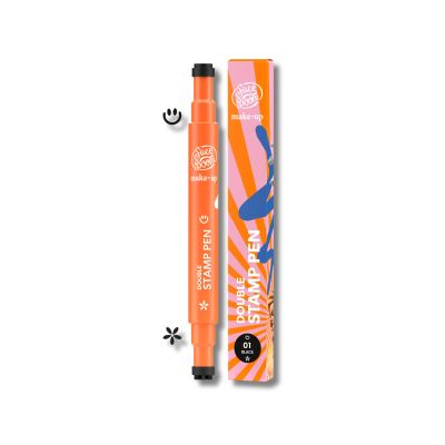 Double stamp pen, 01 Smile&flower black
