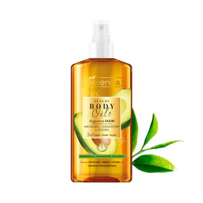  Drogocenne olejki: AWOKADO + ARGANOWY + JOJOBA, 3w1 ciało, twarz i włosy