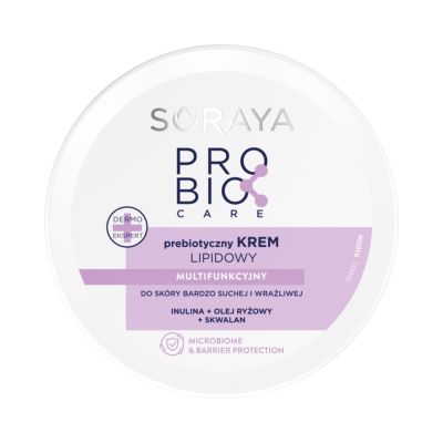 Prebiotyczny krem lipidowy probio care Soraya Multifunkcyjny do skóry bardzo suchej, wrażliwej inulina olej ryżowy skwalan