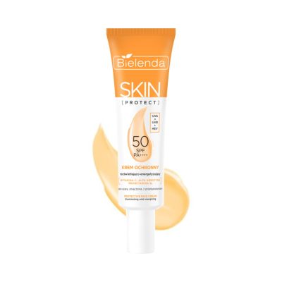 Krem ochronny SPF 50 rozświetlająco - energetyzujący, PA++++, UVA + UVB + HEV Krem ochronny SPF 50 rozświetlająco - energetyzujący, PA++++, UVA + UVB + HEV