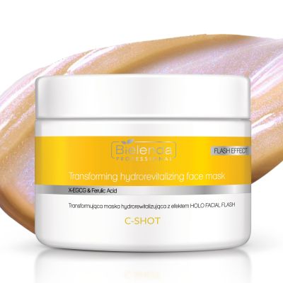 Transformująca maska hydrorewitalizująca efekt HOLO FACIAL FLASH, Etylowana Witamina C, Kwas Ferulowy, X-EGCG 