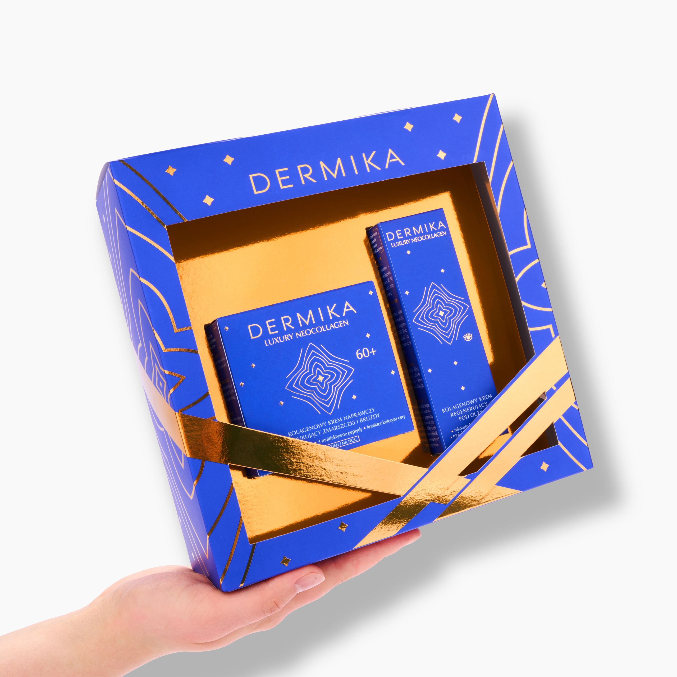 Набор Dermika Luxury Neocollagen 60+: коллагеновый крем для лица 50 мл и крем для кожи вокруг глаз