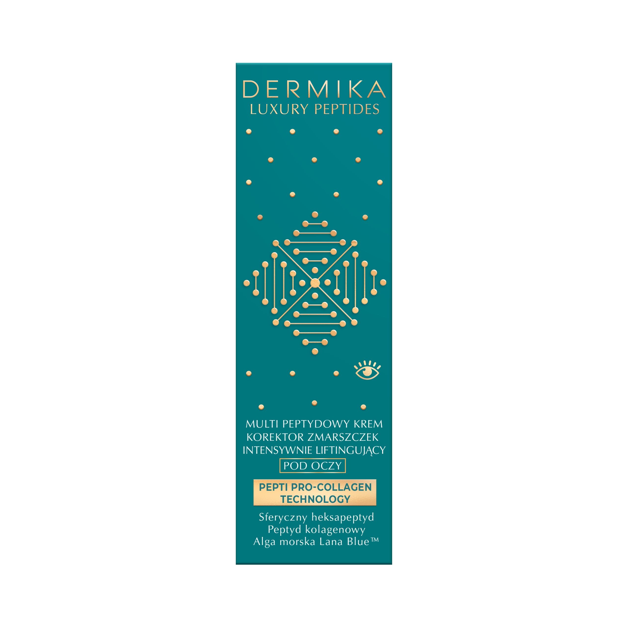 Крем для кожи вокруг глаз Dermika Luxury Peptides мультипептидный, корректор морщин, для зрелой кожи, 15 мл — фото 3