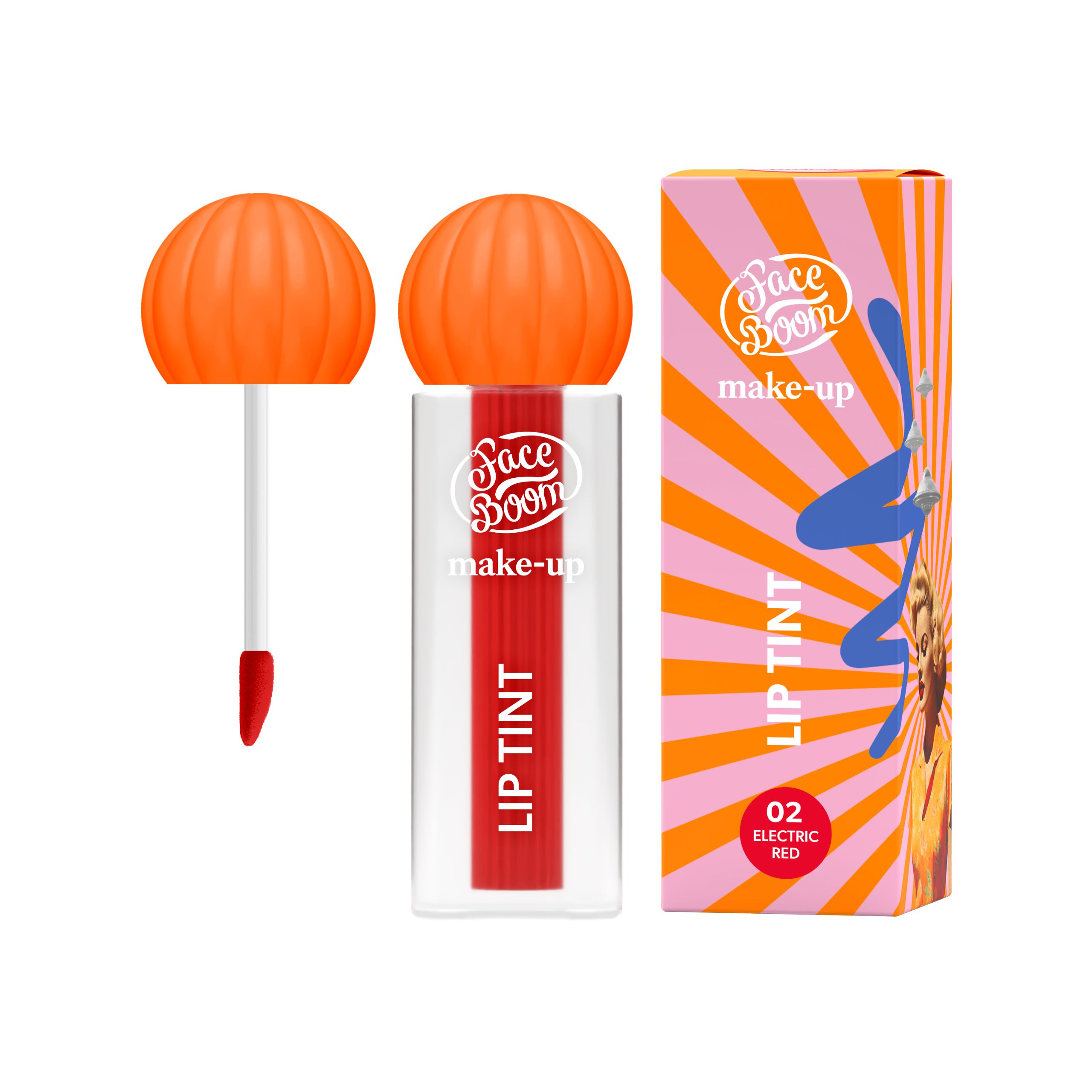 Тинт для губ FaceBoom Lip Tint стойкий, пигментированный, оттенок 02 Electric Red, 2 мл — фото 4