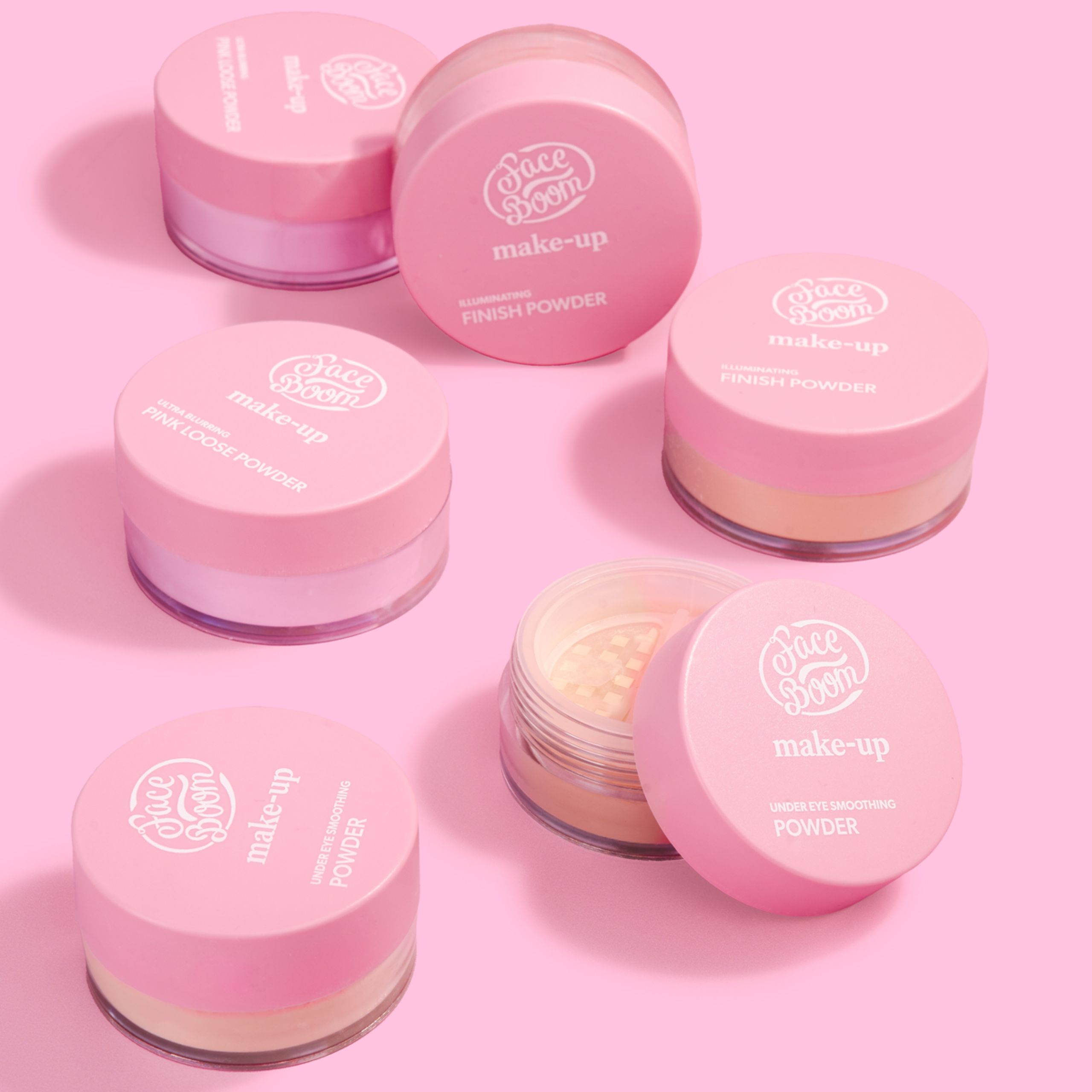 Рассыпчатая пудра FaceBoom Ultra Blurring Pink Loose Powder для лица и области под глазами, розовая — фото 3