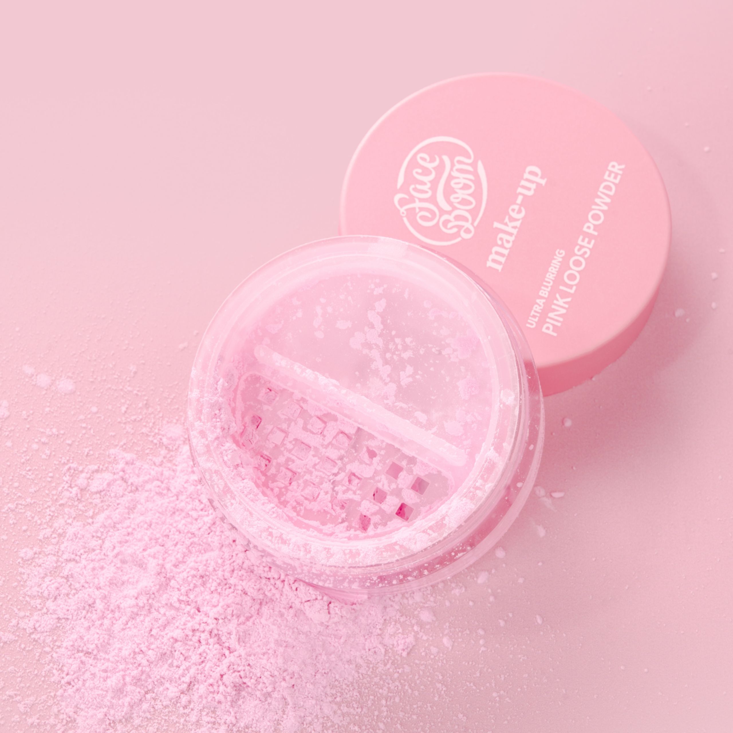 Рассыпчатая пудра FaceBoom Ultra Blurring Pink Loose Powder для лица и области под глазами, розовая — фото 2